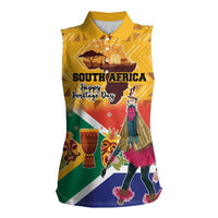 Personalized South Africa Heritage Day Women Sleeveless Polo Shirt With Traditional Dancer - Wonder Print Shop