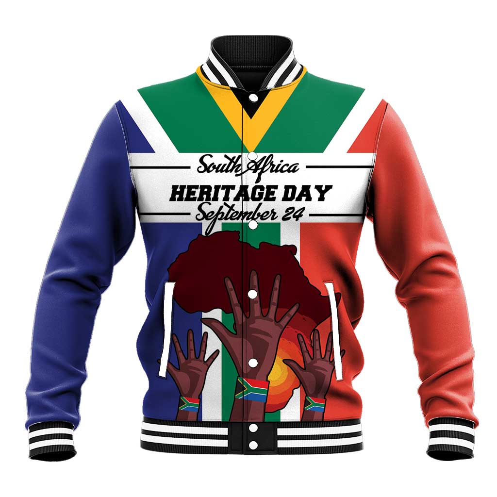 Personalized South Africa Heritage Day Baseball Jacket Flag Style - Wonder Print Shop