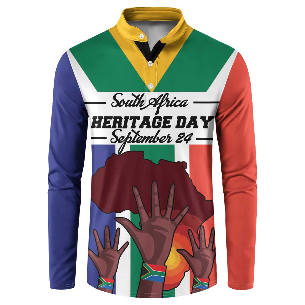Personalized South Africa Heritage Day Button Sweatshirt Flag Style - Wonder Print Shop