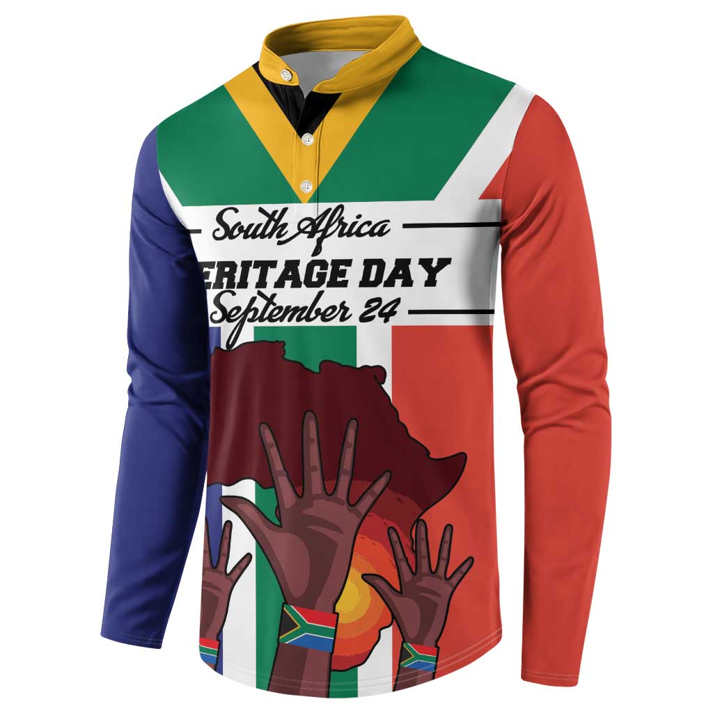 Personalized South Africa Heritage Day Button Sweatshirt Flag Style - Wonder Print Shop