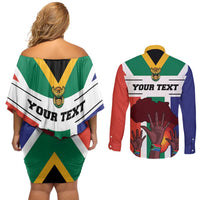 Personalized South Africa Heritage Day Couples Matching Off Shoulder Short Dress and Long Sleeve Button Shirt Flag Style - Wonder Print Shop