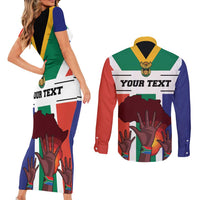 Personalized South Africa Heritage Day Couples Matching Short Sleeve Bodycon Dress and Long Sleeve Button Shirt Flag Style - Wonder Print Shop