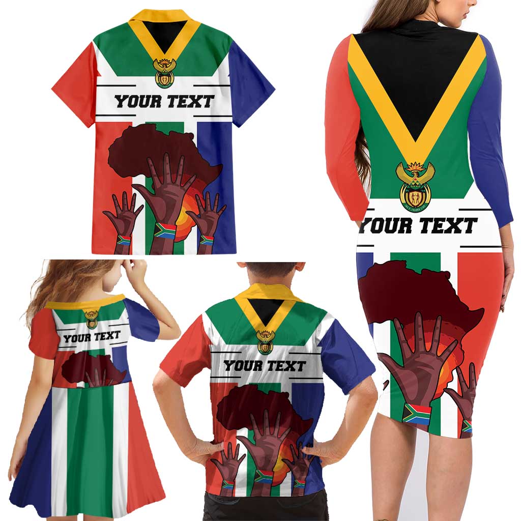 Personalized South Africa Heritage Day Family Matching Long Sleeve Bodycon Dress and Hawaiian Shirt Flag Style - Wonder Print Shop
