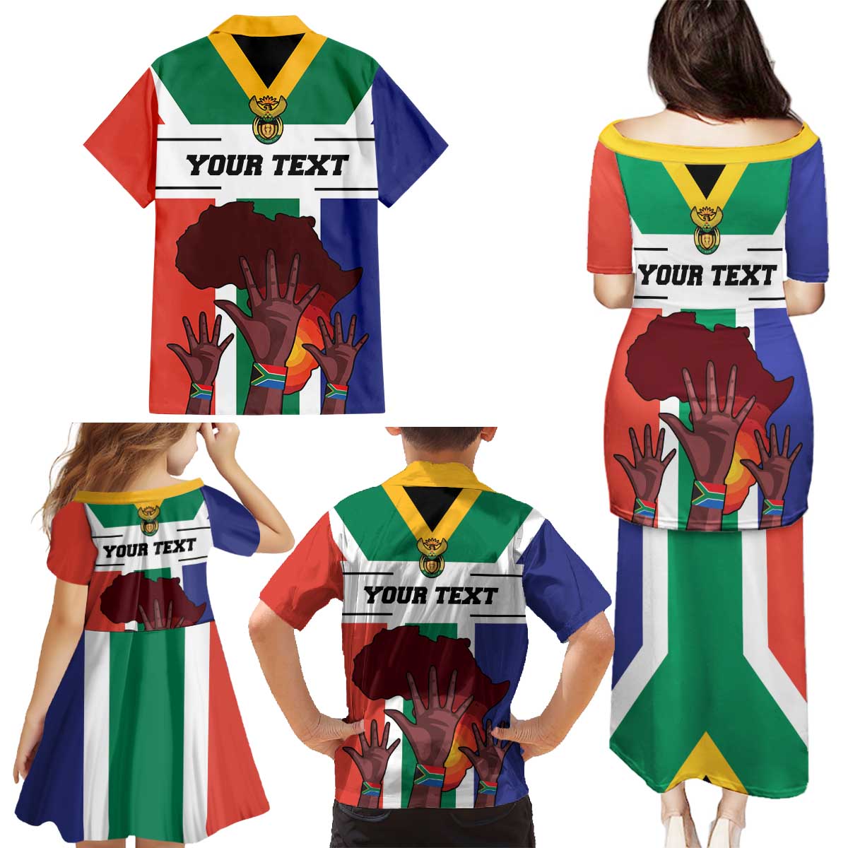 Personalized South Africa Heritage Day Family Matching Puletasi and Hawaiian Shirt Flag Style - Wonder Print Shop