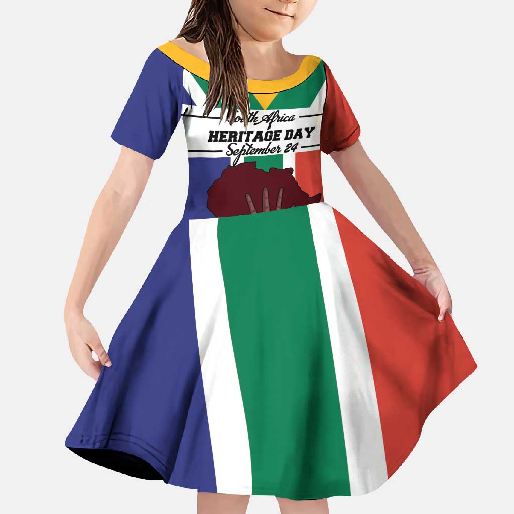 Personalized South Africa Heritage Day Family Matching Short Sleeve Bodycon Dress and Hawaiian Shirt Flag Style - Wonder Print Shop