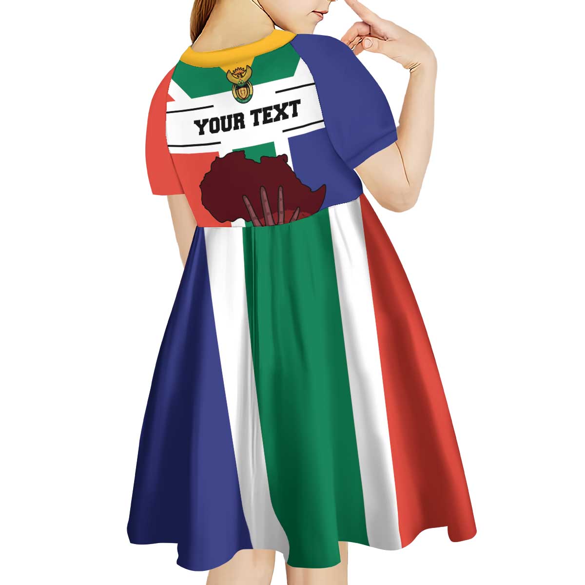 Personalized South Africa Heritage Day Kid Short Sleeve Dress Flag Style - Wonder Print Shop