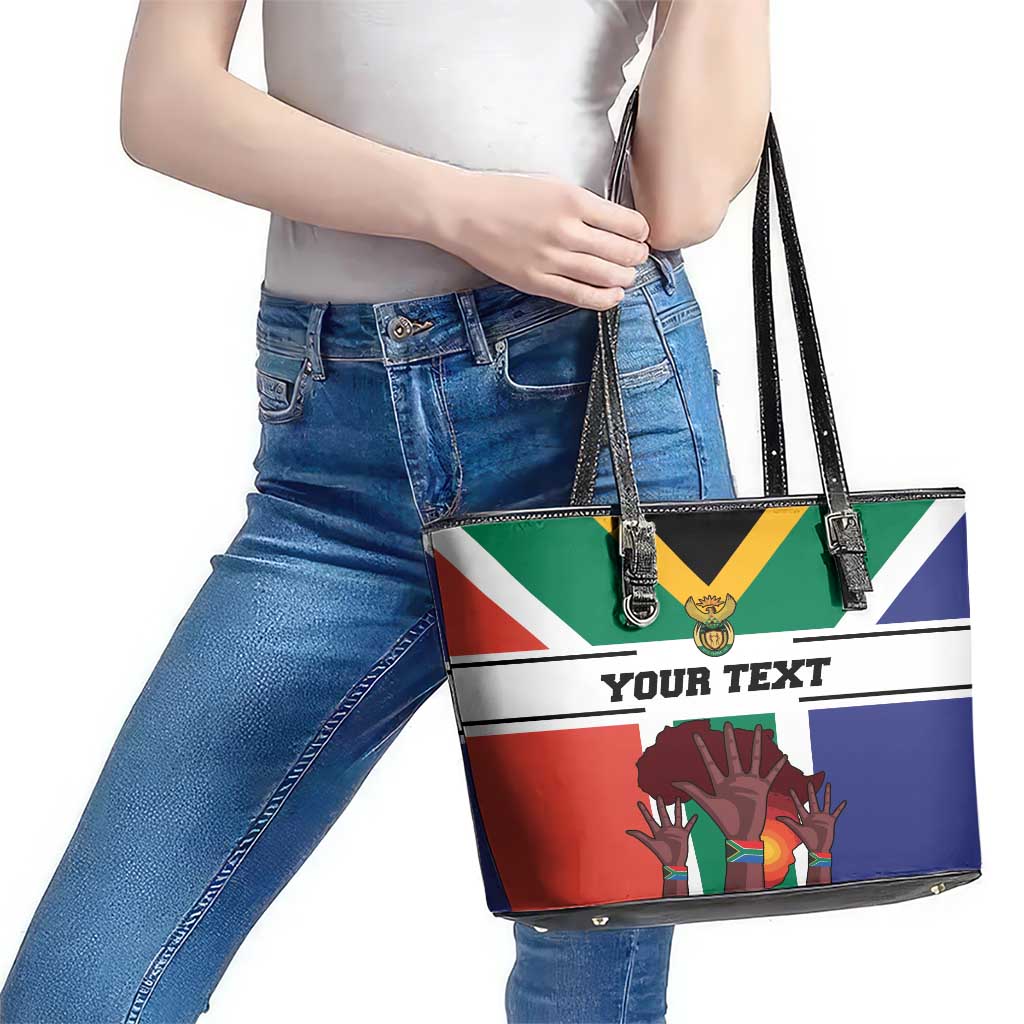 Personalized South Africa Heritage Day Leather Tote Bag Flag Style - Wonder Print Shop