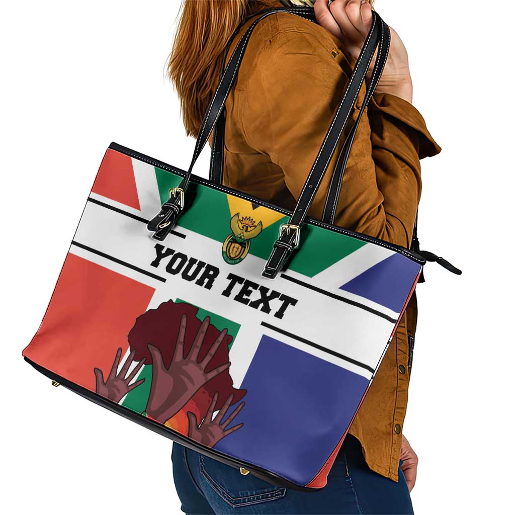 Personalized South Africa Heritage Day Leather Tote Bag Flag Style - Wonder Print Shop