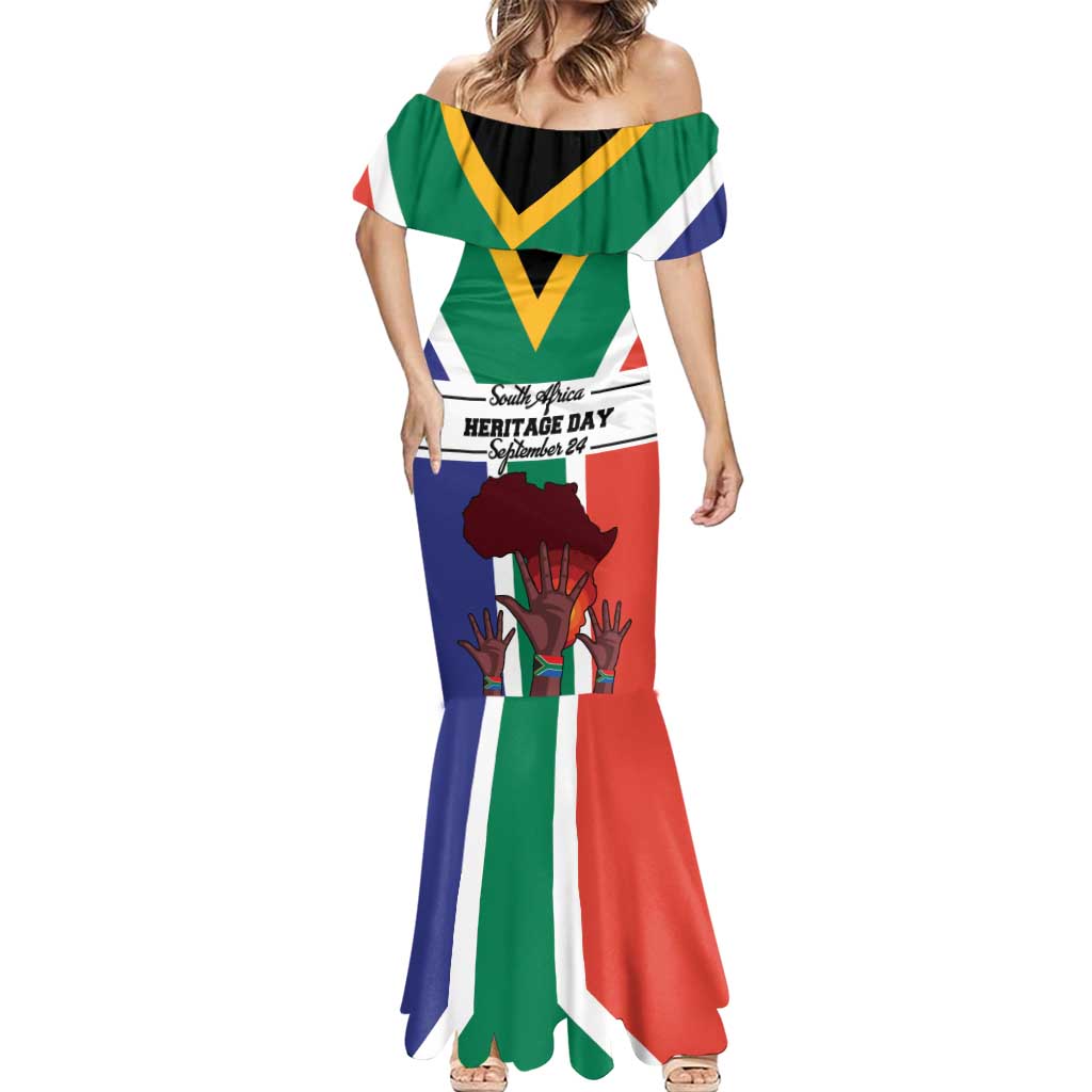 Personalized South Africa Heritage Day Mermaid Dress Flag Style - Wonder Print Shop