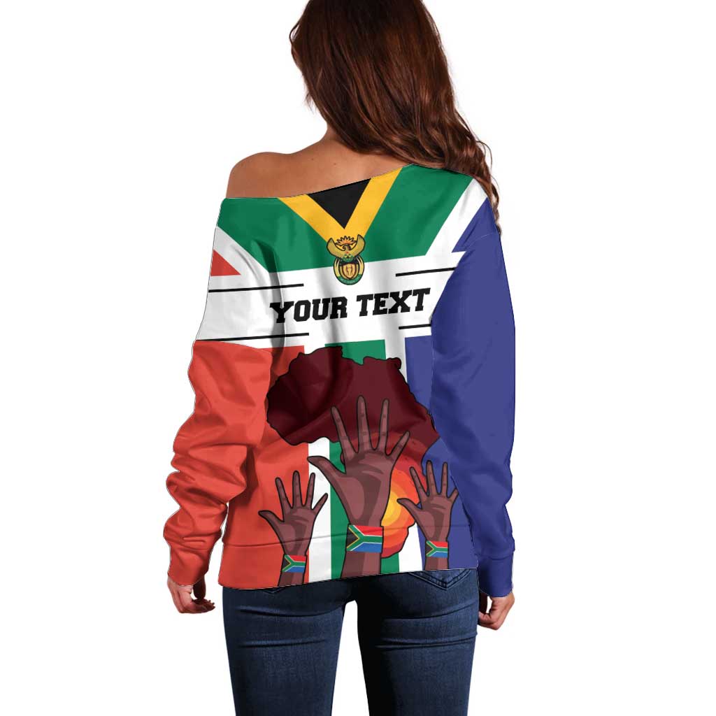 Personalized South Africa Heritage Day Off Shoulder Sweater Flag Style - Wonder Print Shop