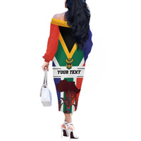 Personalized South Africa Heritage Day Off The Shoulder Long Sleeve Dress Flag Style - Wonder Print Shop
