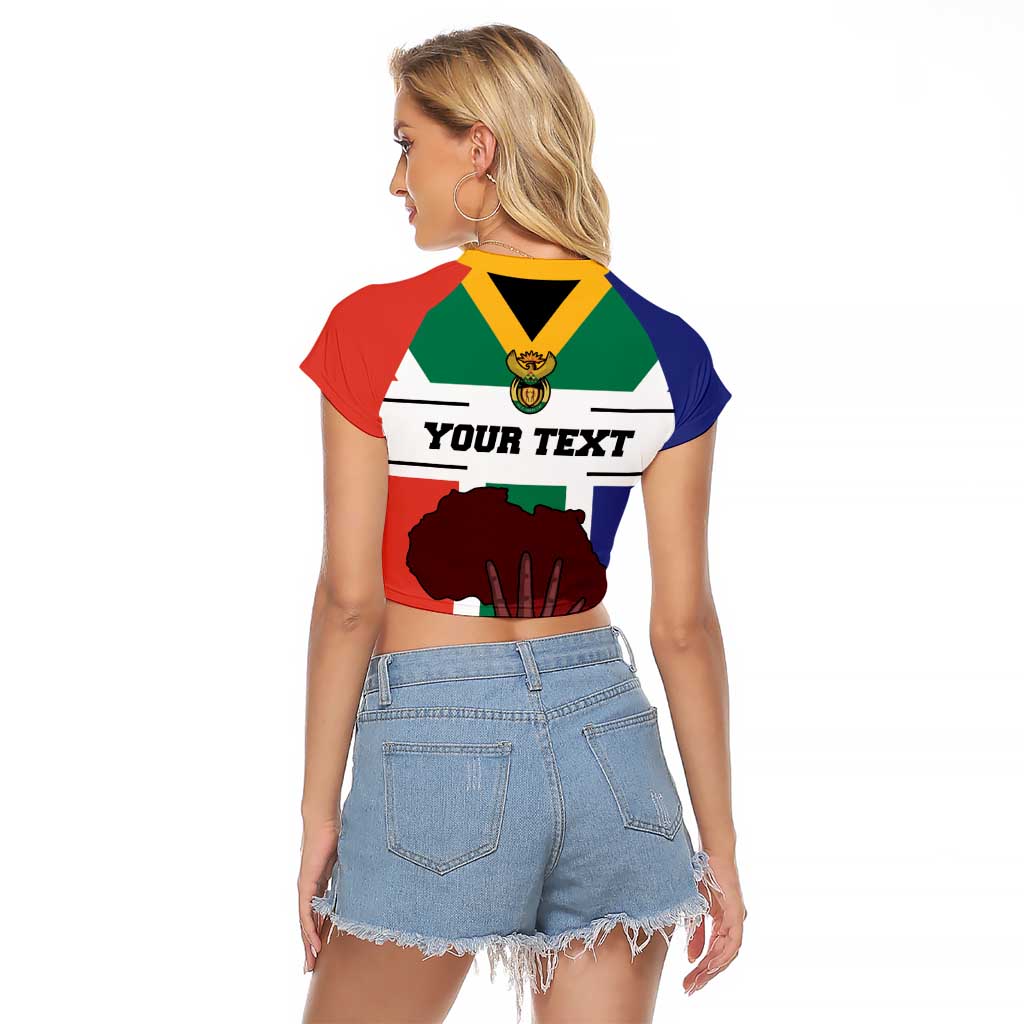Personalized South Africa Heritage Day Raglan Cropped T Shirt Flag Style - Wonder Print Shop