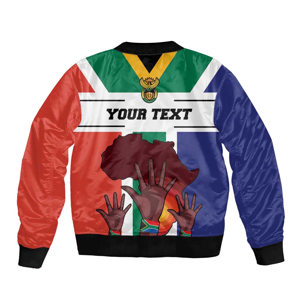 Personalized South Africa Heritage Day Sleeve Zip Bomber Jacket Flag Style - Wonder Print Shop