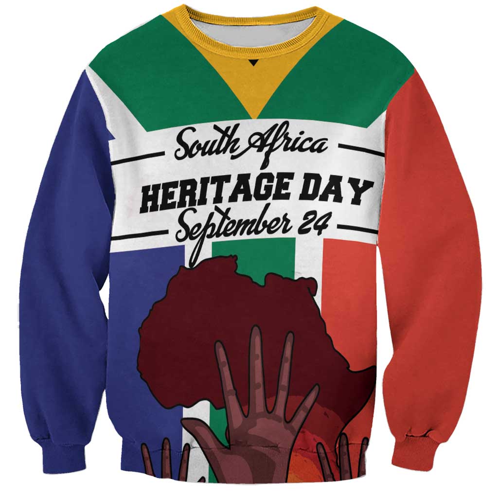 Personalized South Africa Heritage Day Sweatshirt Flag Style - Wonder Print Shop