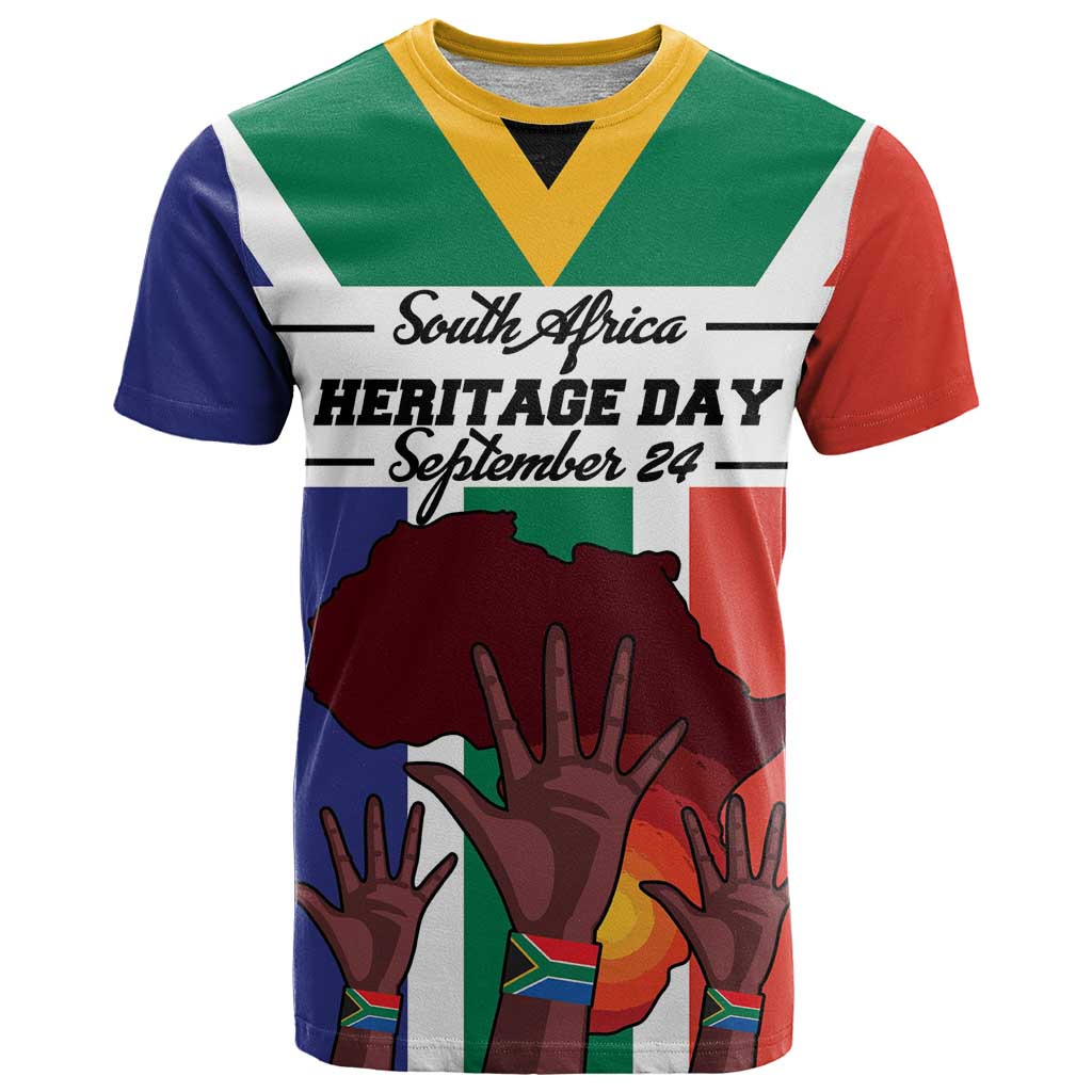 Personalized South Africa Heritage Day T Shirt Flag Style - Wonder Print Shop