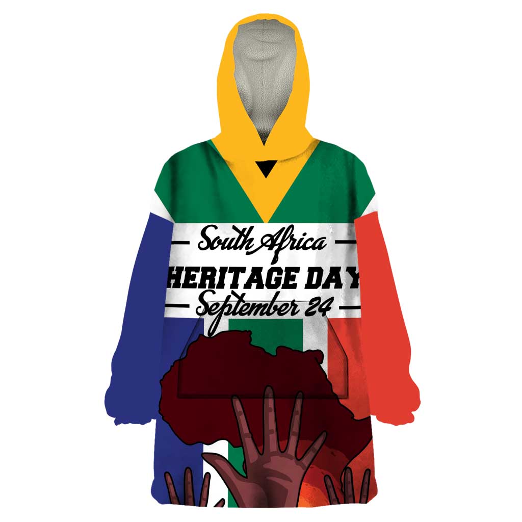 Personalized South Africa Heritage Day Wearable Blanket Hoodie Flag Style - Wonder Print Shop