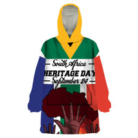 Personalized South Africa Heritage Day Wearable Blanket Hoodie Flag Style - Wonder Print Shop