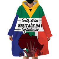 Personalized South Africa Heritage Day Wearable Blanket Hoodie Flag Style - Wonder Print Shop