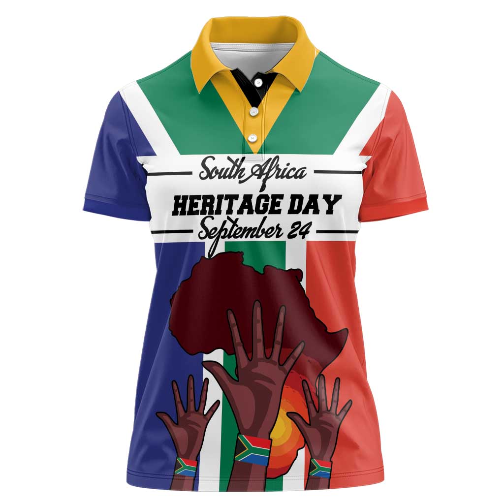 Personalized South Africa Heritage Day Women Polo Shirt Flag Style - Wonder Print Shop