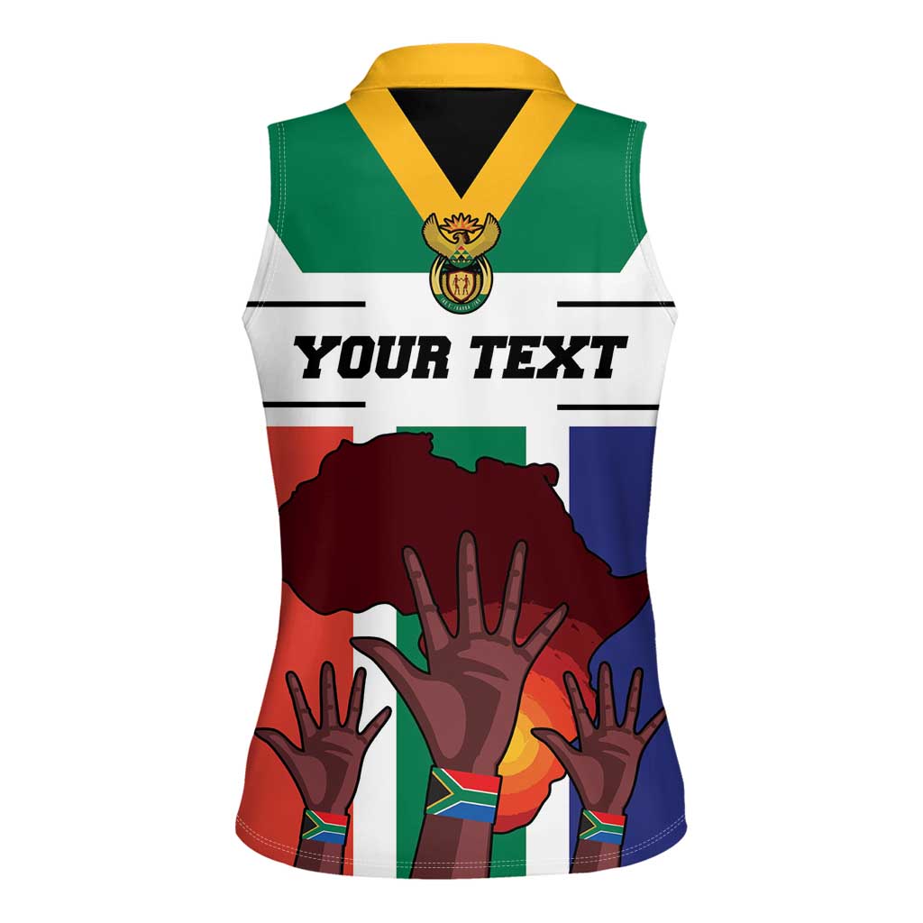 Personalized South Africa Heritage Day Women Sleeveless Polo Shirt Flag Style - Wonder Print Shop