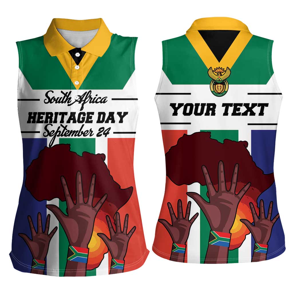 Personalized South Africa Heritage Day Women Sleeveless Polo Shirt Flag Style - Wonder Print Shop