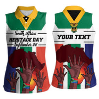 Personalized South Africa Heritage Day Women Sleeveless Polo Shirt Flag Style - Wonder Print Shop