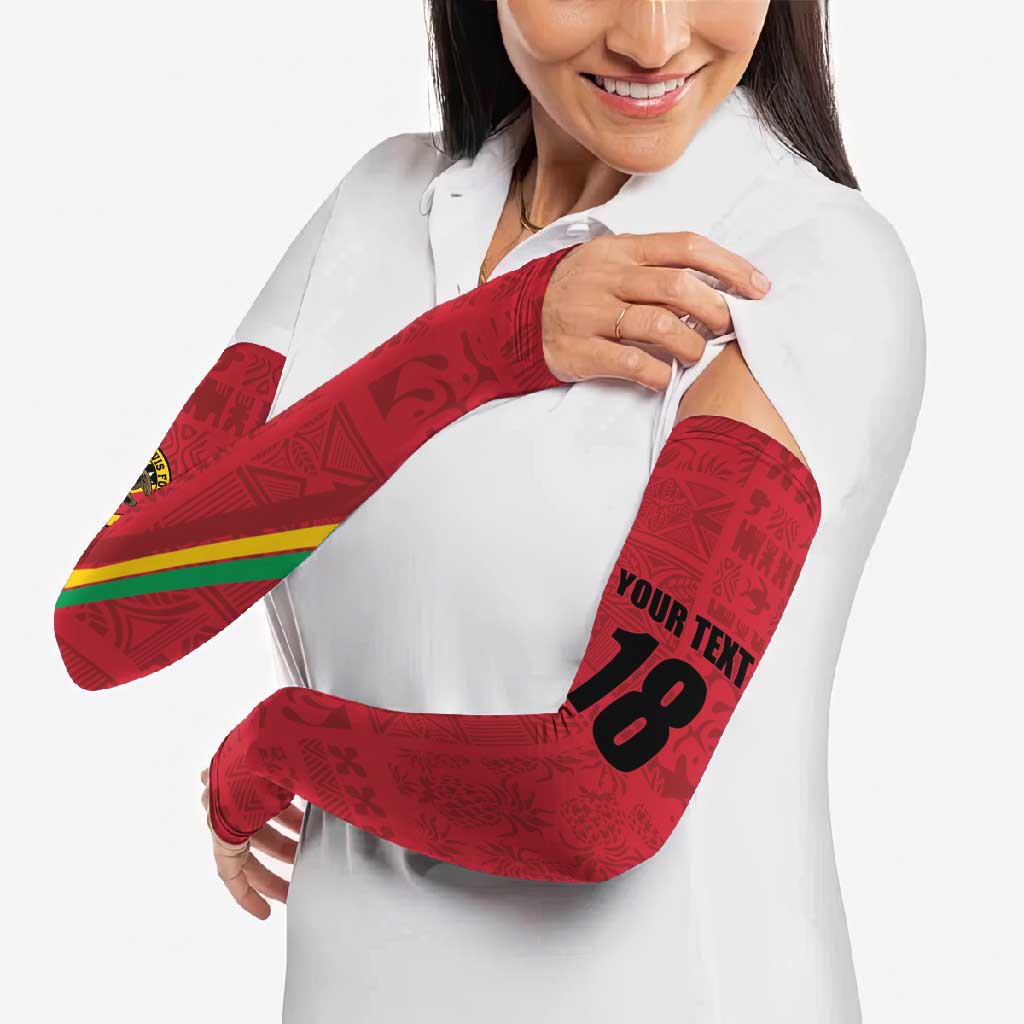 Custom Saint Kitts And Nevis Football Arm Sleeves Sugar Boyz Red Version - Wonder Print Shop