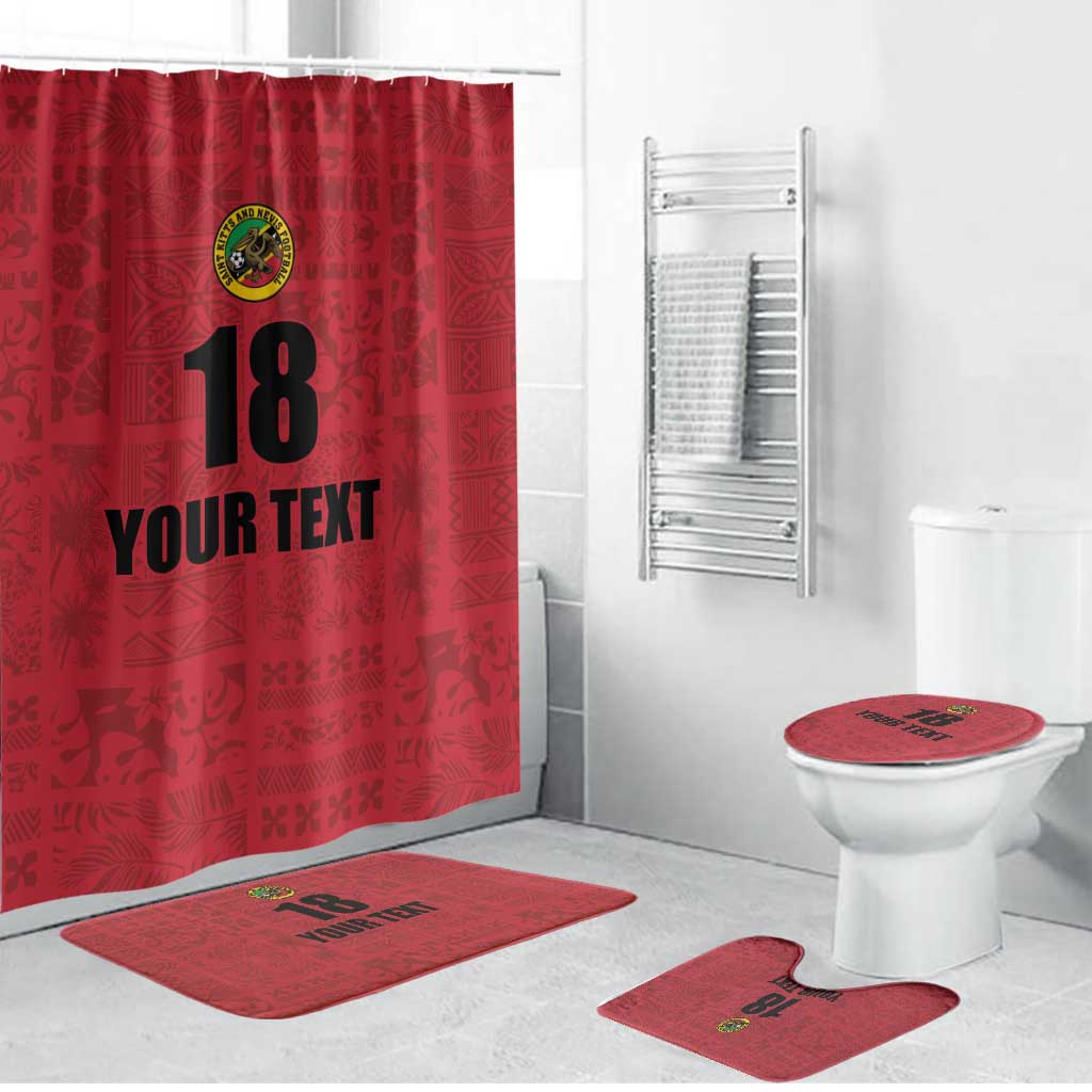 Custom Saint Kitts And Nevis Football Bathroom Set Sugar Boyz Red Version - Wonder Print Shop