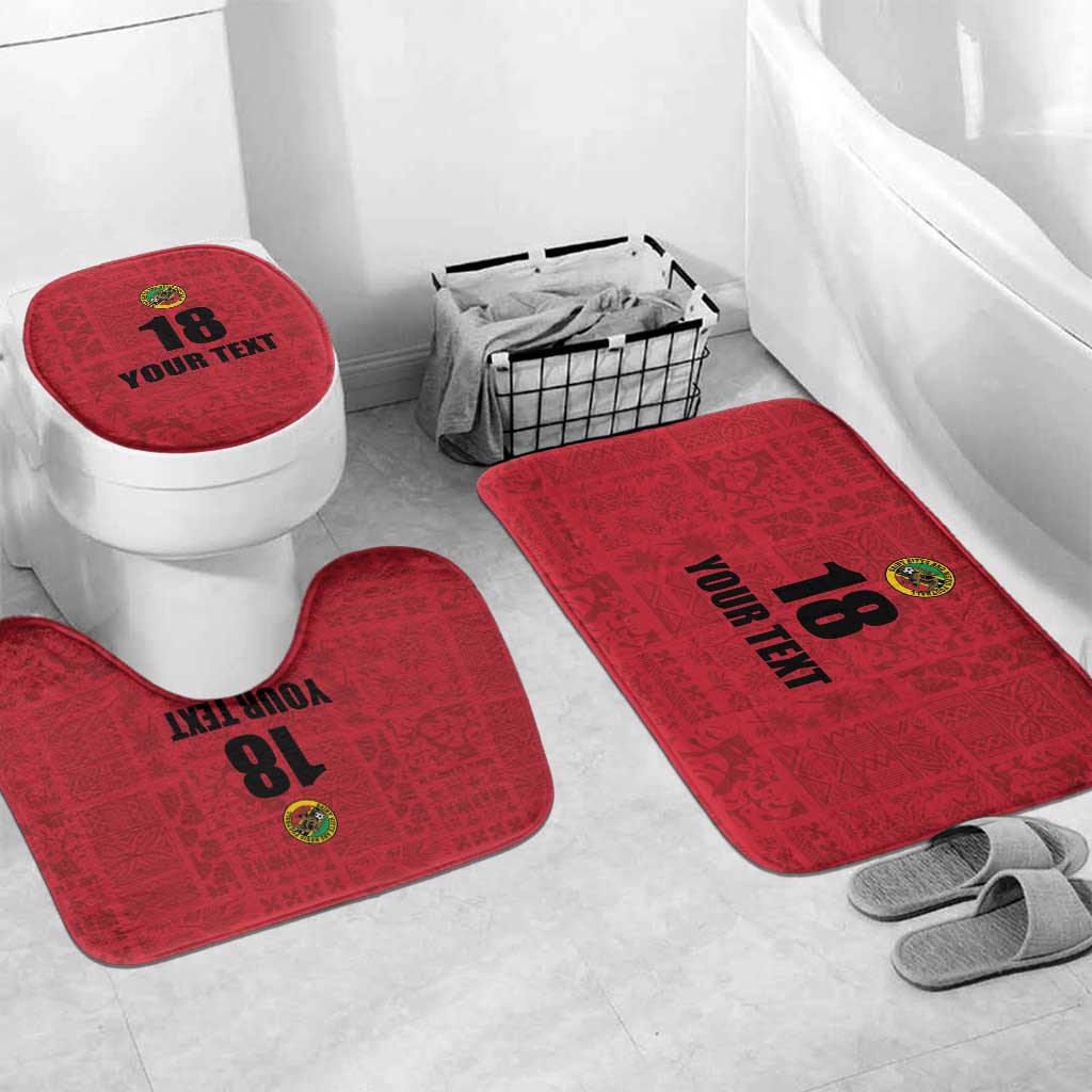 Custom Saint Kitts And Nevis Football Bathroom Set Sugar Boyz Red Version - Wonder Print Shop