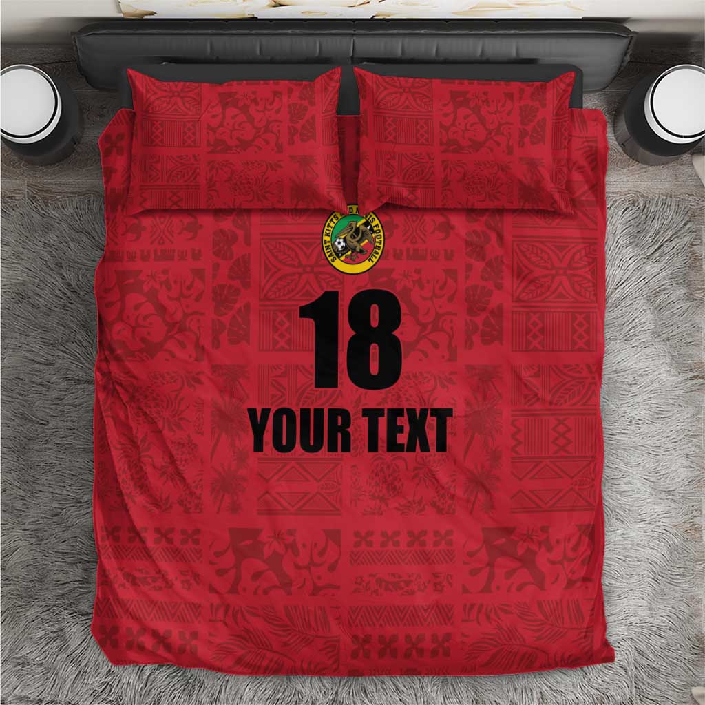 Custom Saint Kitts And Nevis Football Bedding Set Sugar Boyz Red Version - Wonder Print Shop