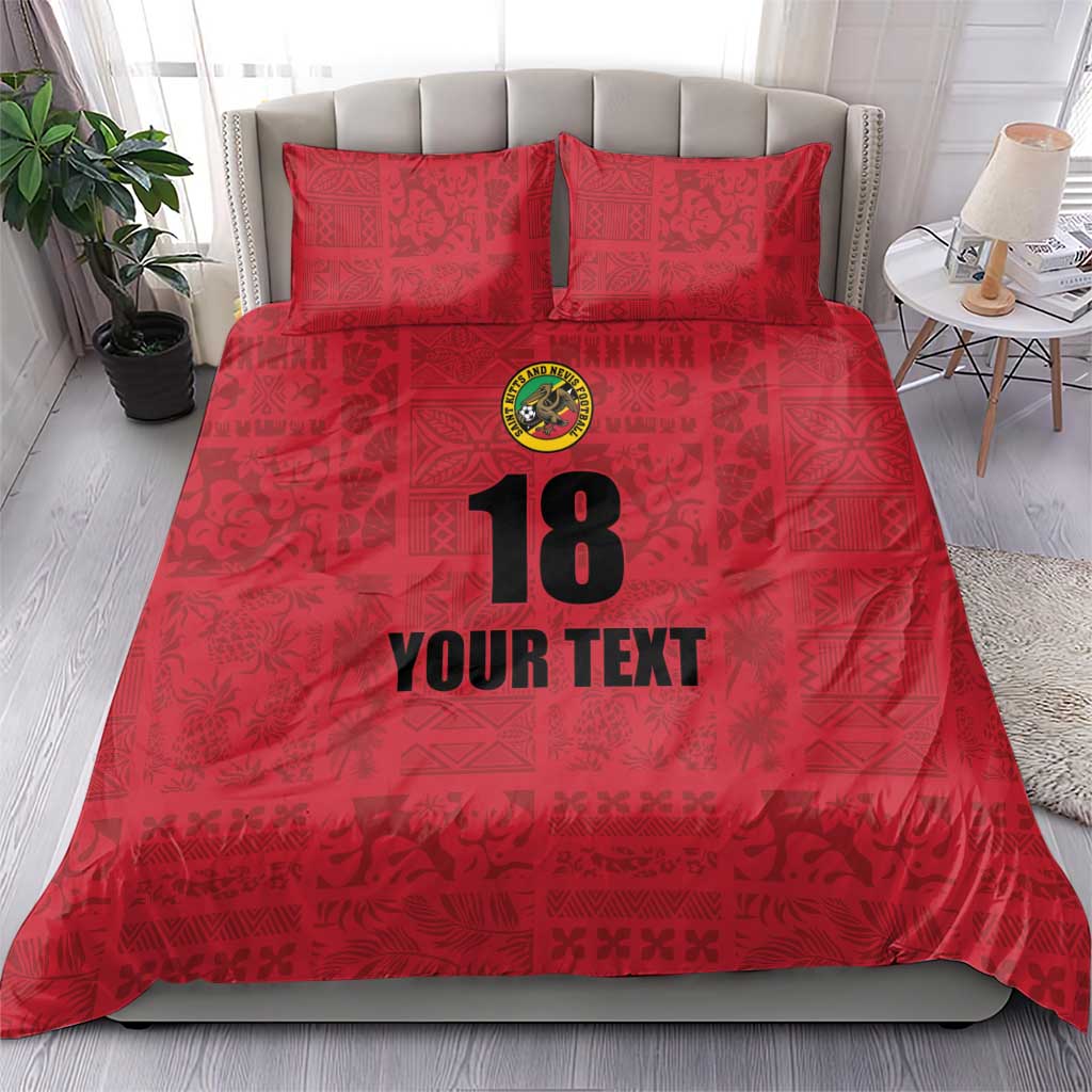 Custom Saint Kitts And Nevis Football Bedding Set Sugar Boyz Red Version - Wonder Print Shop