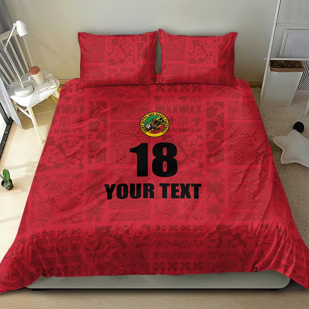 Custom Saint Kitts And Nevis Football Bedding Set Sugar Boyz Red Version - Wonder Print Shop