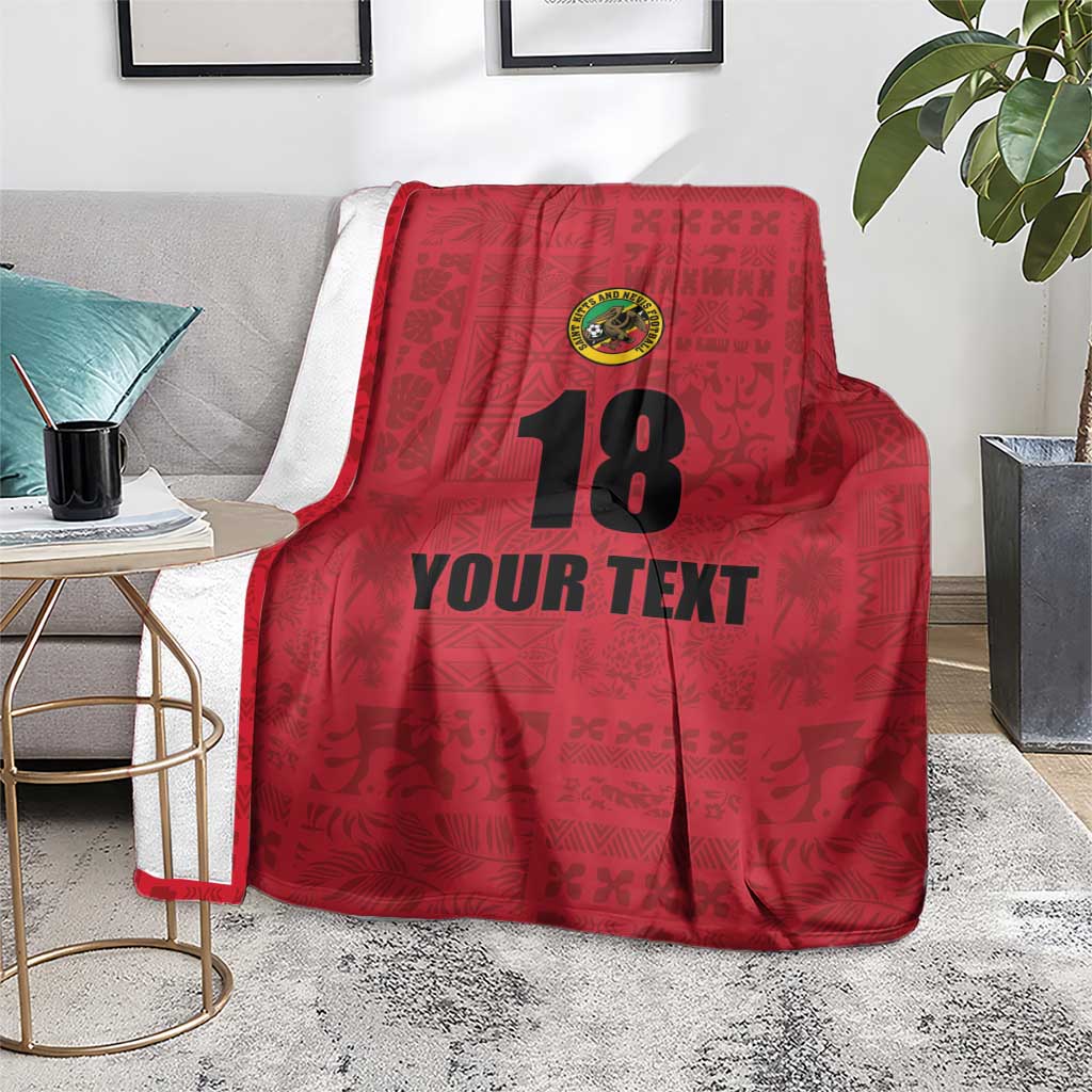 Custom Saint Kitts And Nevis Football Blanket Sugar Boyz Red Version - Wonder Print Shop