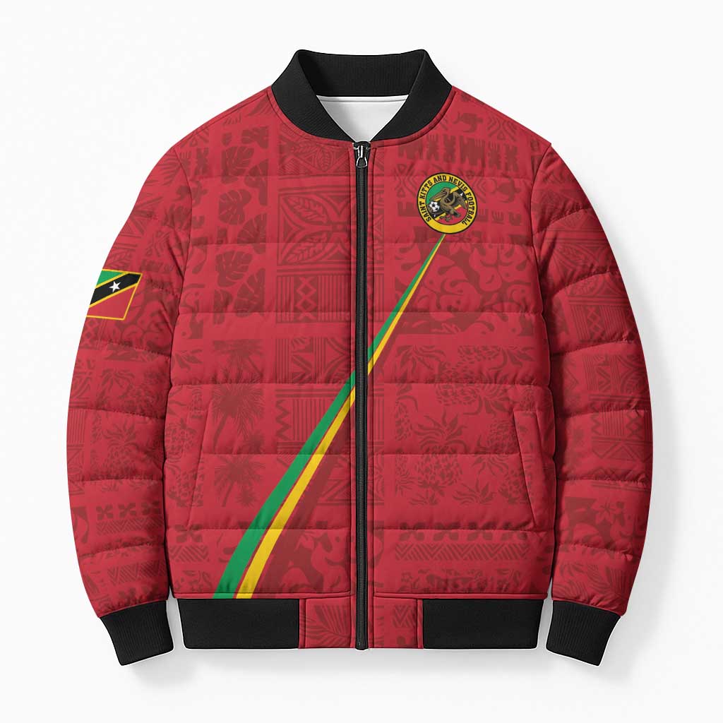 Custom Saint Kitts And Nevis Football Bomber Puffer Jacket Sugar Boyz Red Version - Wonder Print Shop