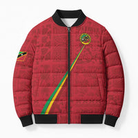 Custom Saint Kitts And Nevis Football Bomber Puffer Jacket Sugar Boyz Red Version - Wonder Print Shop