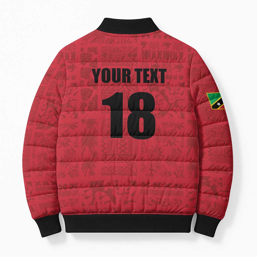 Custom Saint Kitts And Nevis Football Bomber Puffer Jacket Sugar Boyz Red Version - Wonder Print Shop