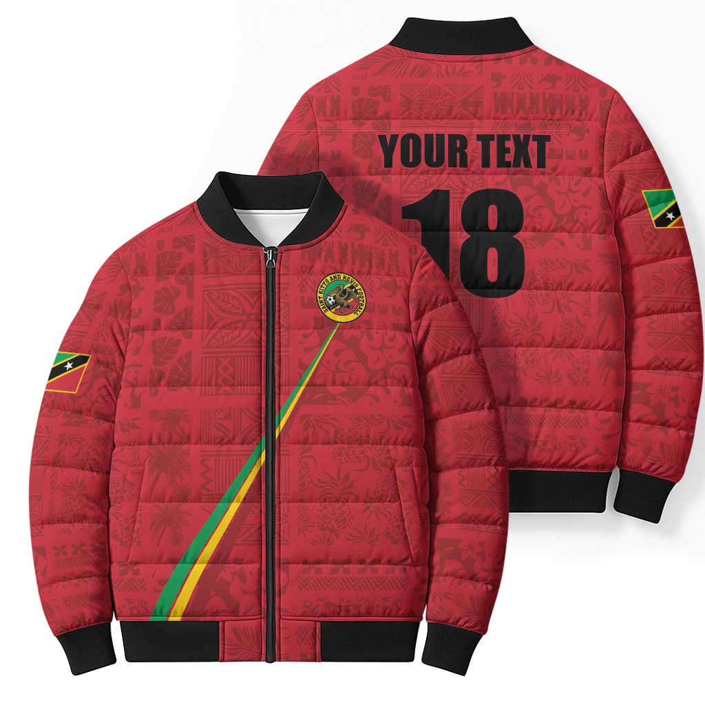 Custom Saint Kitts And Nevis Football Bomber Puffer Jacket Sugar Boyz Red Version - Wonder Print Shop