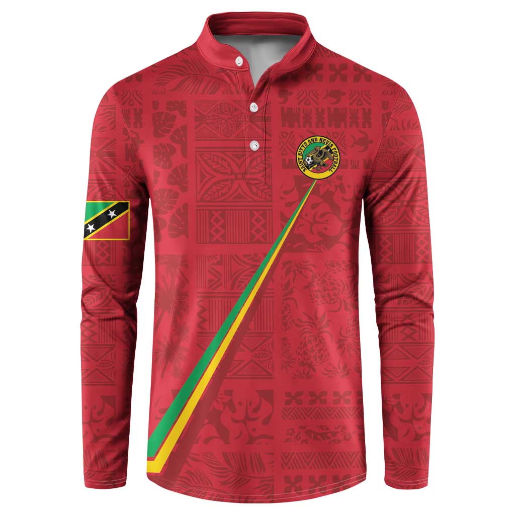 Custom Saint Kitts And Nevis Football Button Sweatshirt Sugar Boyz Red Version - Wonder Print Shop