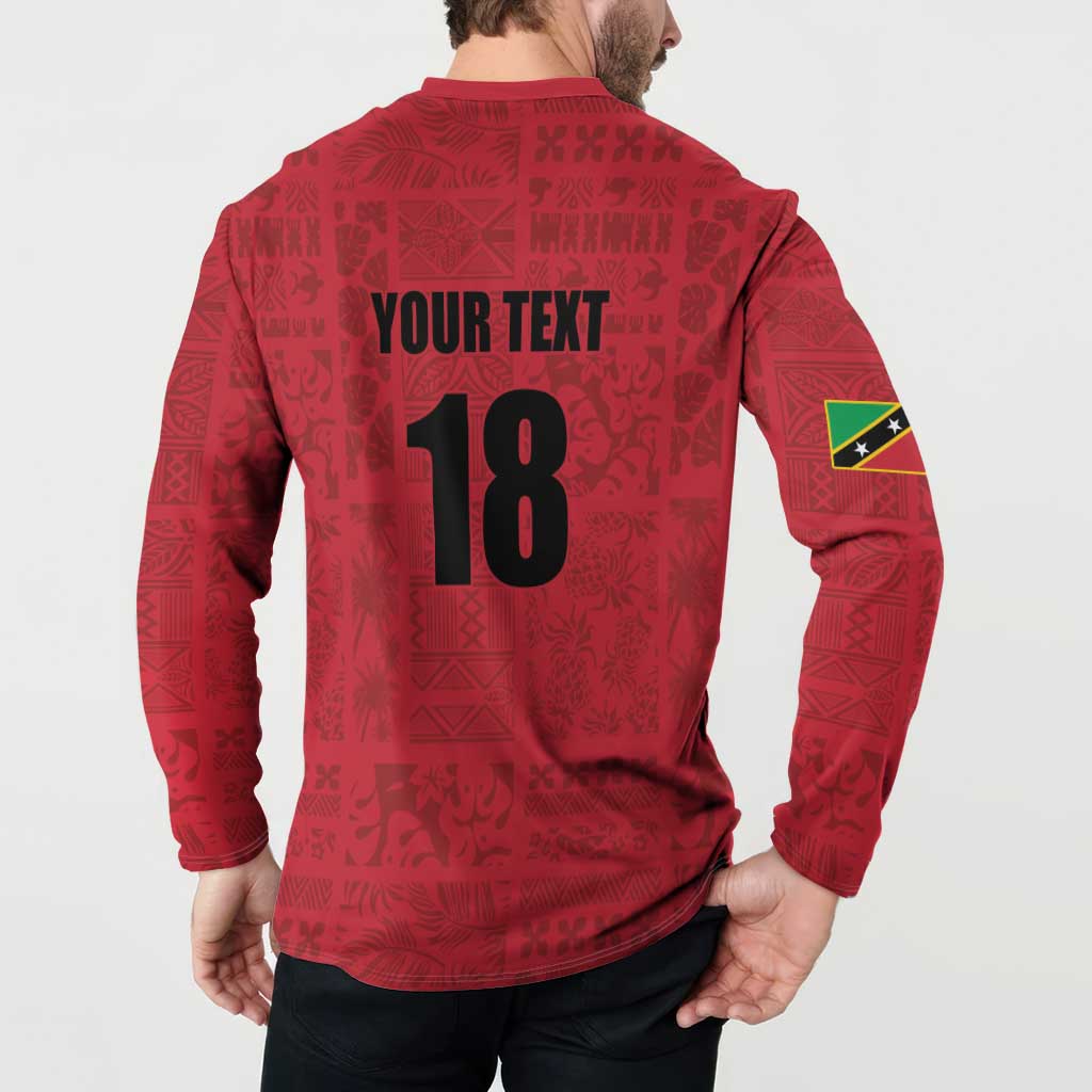 Custom Saint Kitts And Nevis Football Button Sweatshirt Sugar Boyz Red Version - Wonder Print Shop