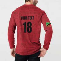 Custom Saint Kitts And Nevis Football Button Sweatshirt Sugar Boyz Red Version - Wonder Print Shop