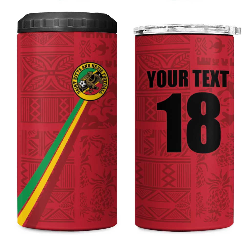 Custom Saint Kitts And Nevis Football 4 in 1 Can Cooler Tumbler Sugar Boyz Red Version - Wonder Print Shop
