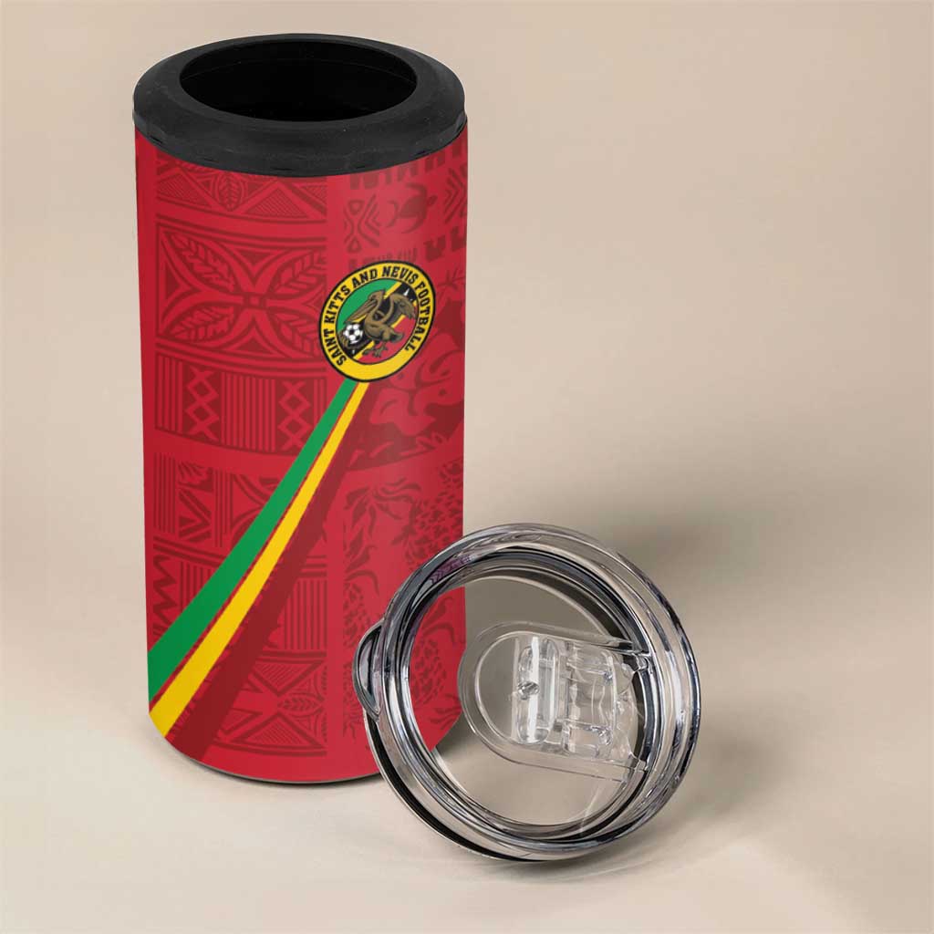Custom Saint Kitts And Nevis Football 4 in 1 Can Cooler Tumbler Sugar Boyz Red Version - Wonder Print Shop