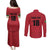 Custom Saint Kitts And Nevis Football Couples Matching Puletasi and Long Sleeve Button Shirt Sugar Boyz Red Version - Wonder Print Shop