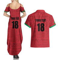 Custom Saint Kitts And Nevis Football Couples Matching Summer Maxi Dress and Hawaiian Shirt Sugar Boyz Red Version - Wonder Print Shop