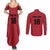 Custom Saint Kitts And Nevis Football Couples Matching Summer Maxi Dress and Long Sleeve Button Shirt Sugar Boyz Red Version - Wonder Print Shop