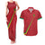 Custom Saint Kitts And Nevis Football Couples Matching Tank Maxi Dress and Hawaiian Shirt Sugar Boyz Red Version - Wonder Print Shop