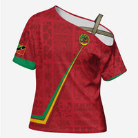 Custom Saint Kitts And Nevis Football Cross Shoulder Shirt Sugar Boyz Red Version - Wonder Print Shop