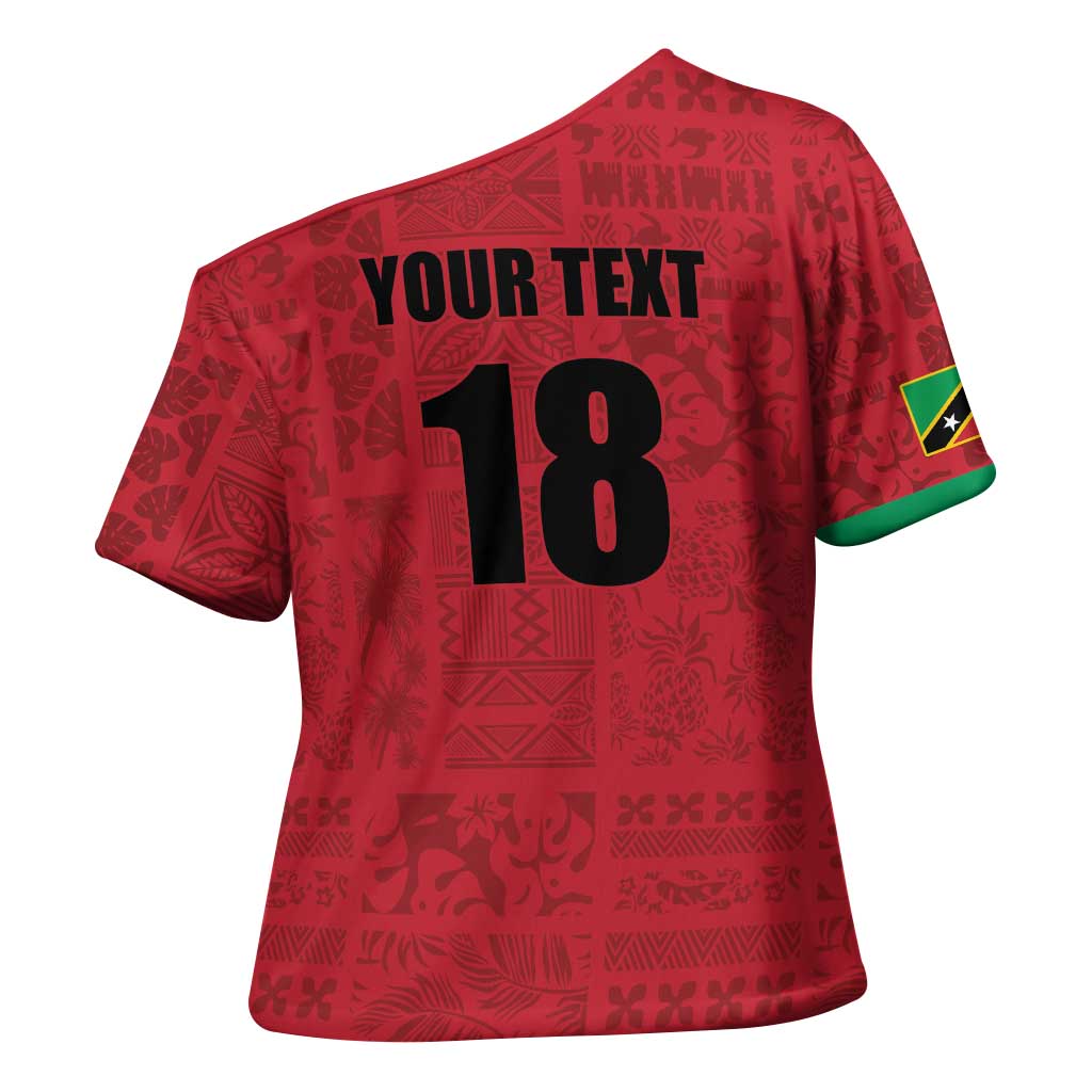 Custom Saint Kitts And Nevis Football Cross Shoulder Shirt Sugar Boyz Red Version - Wonder Print Shop