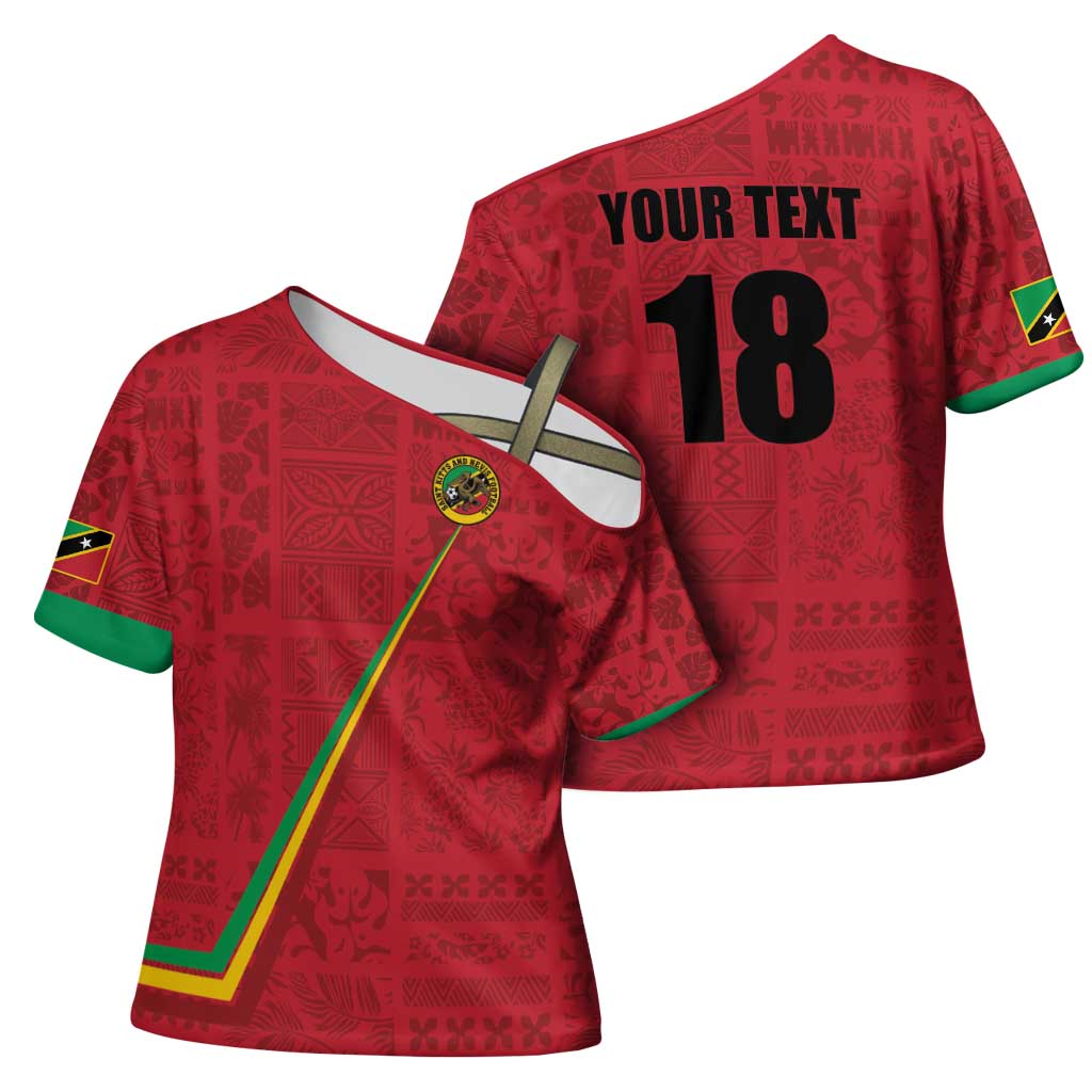Custom Saint Kitts And Nevis Football Cross Shoulder Shirt Sugar Boyz Red Version - Wonder Print Shop