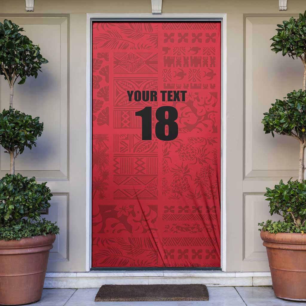 Custom Saint Kitts And Nevis Football Door Cover Sugar Boyz Red Version - Wonder Print Shop
